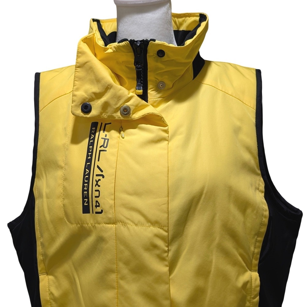 Ralph Lauren L RL Active Women's Yellow Black Colorblock Puffer Vest Size L - Picture 9 of 12